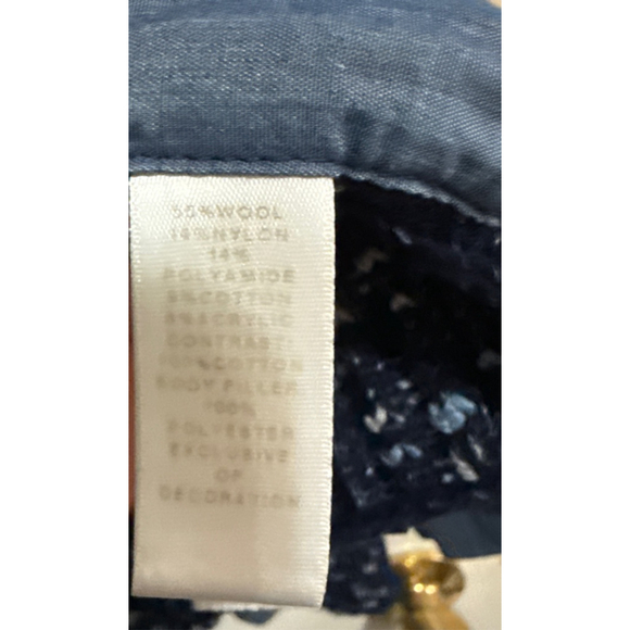 ST. JOHN Navy Blue Knit Denim Jacket Size L PTP w/using no stretch approx. 20” - Picture 8 of 10